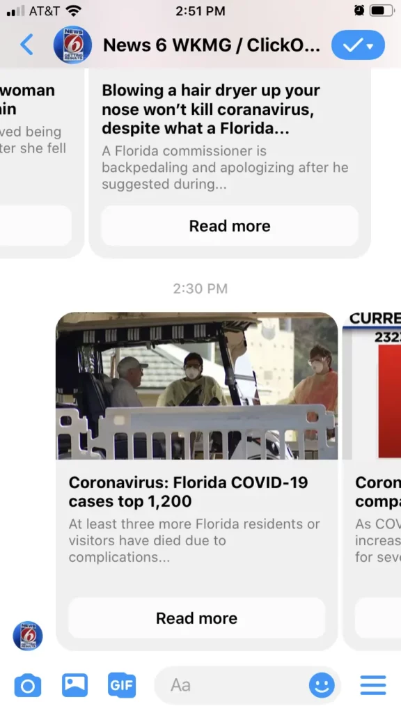 Newsrooms gaining audience by sending daily digest of Coronavirus news via Messenger