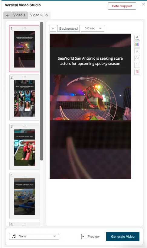 Create Vertical Videos right inside your SND Dashboard