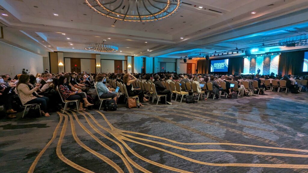 Journalists attend the opening keynote of ONA23 in Philadelphia.