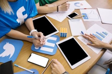 Agency collaborating on social media strategy for clients